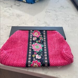 Vera Bradley Pink and Black Floral Clutch